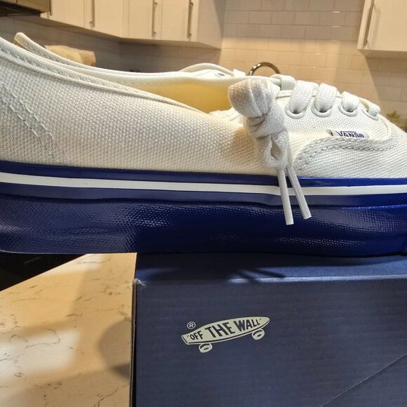 Vans Premium Authentic 44 White Blue DUCK CANVAS Mens Size 10 VN000EBNZ5D NEW - Picture 7 of 9